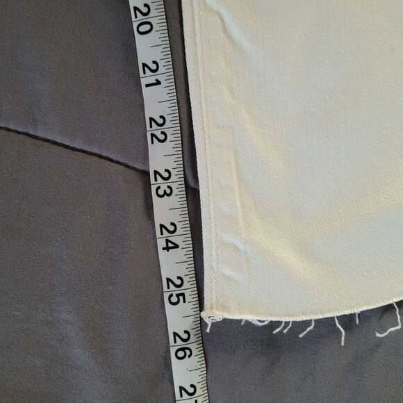 Marine Layer Crop Kick Flare Jeans Size 28 Ivory White Stretchy High Rise Pocket - Picture 8 of 11